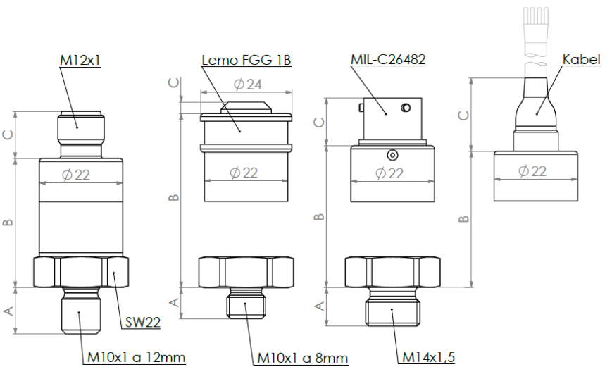 Dimension Pressure Sensor Drucksensor Pv22