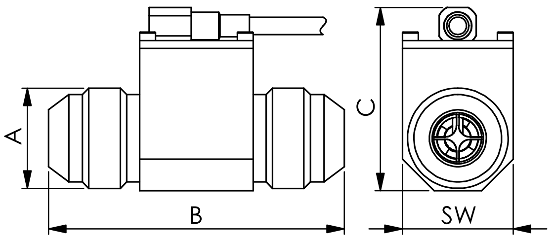Dimension Turbine Flow Meter Threaded Connection Messturbine Gewindeanschluss Vct An