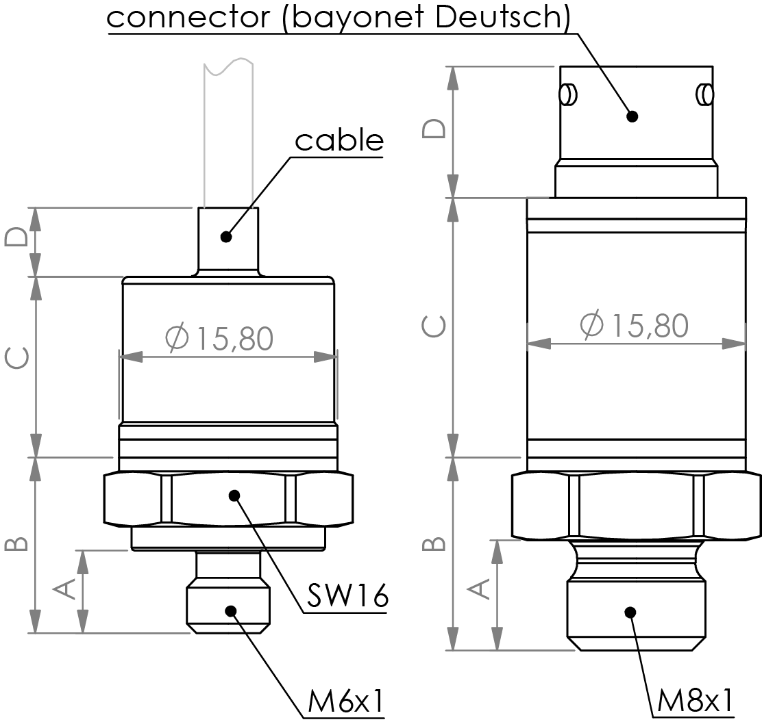 Dimension Pressure Sensor Pv15