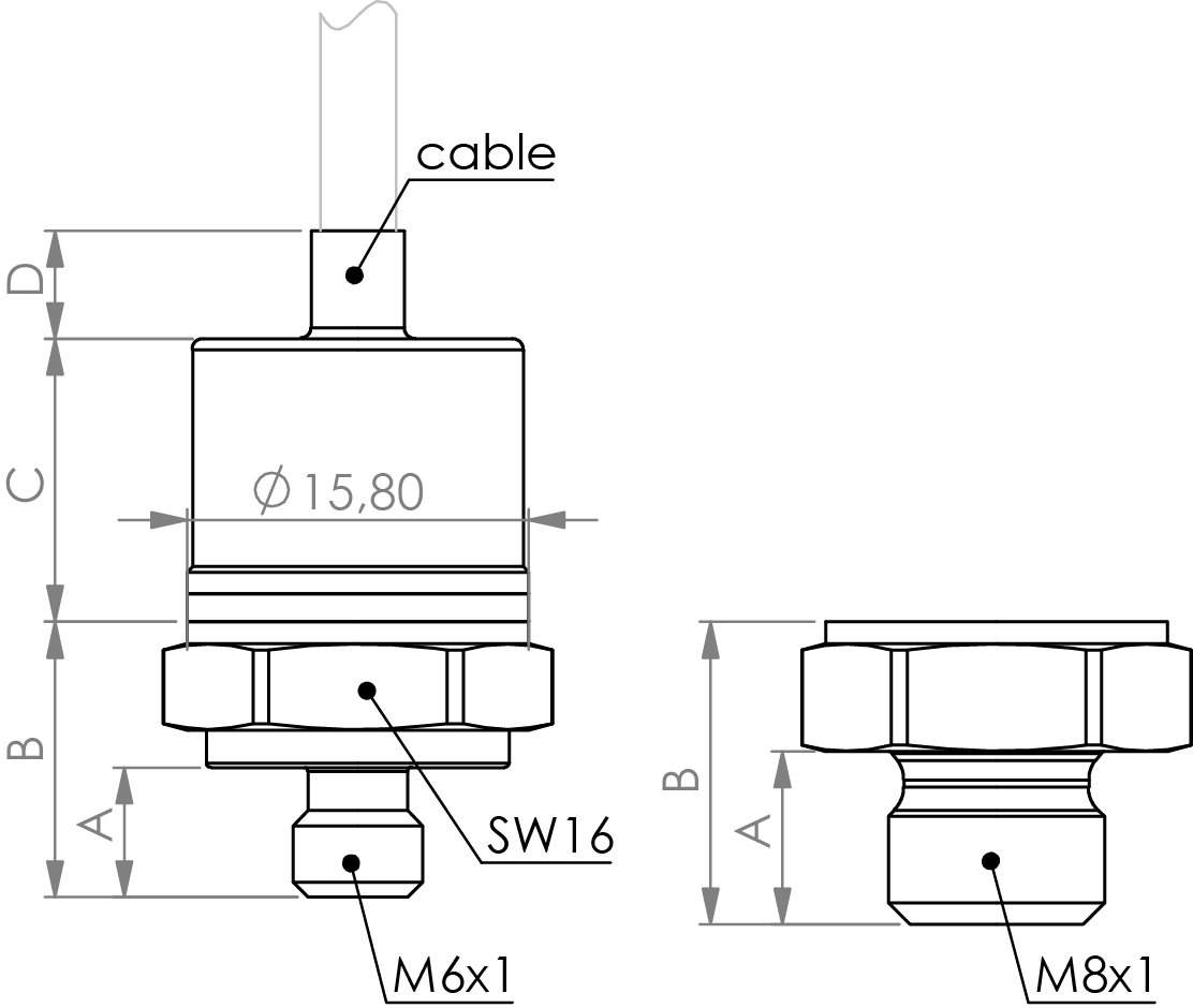 Dimension Pressure Sensor Pv15H